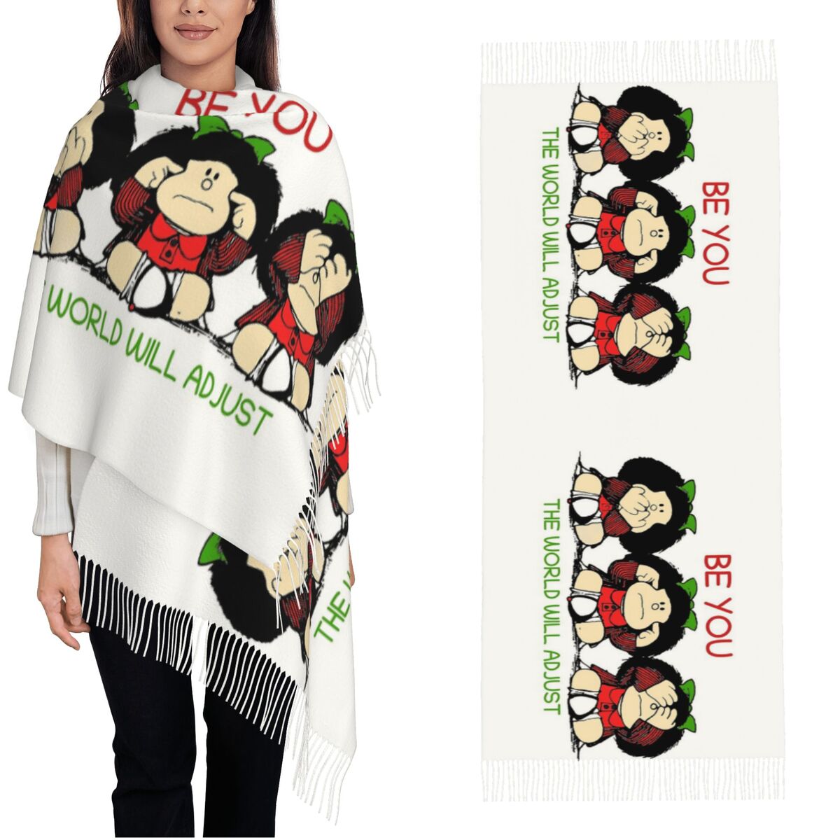 Cashmere Scarf Wrap - Womens Scarf with Tassel Triple Mafaldas