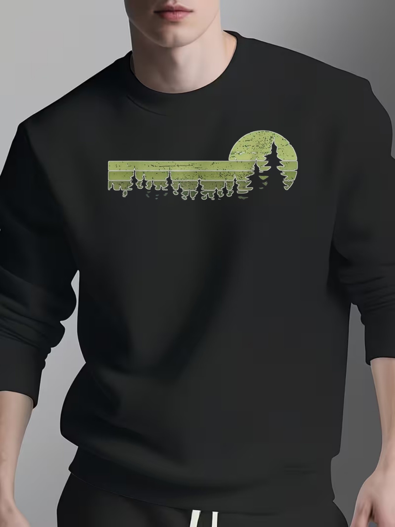 Winter Clothing Activity - Men's Retro Forest Moonlight Tree Pattern