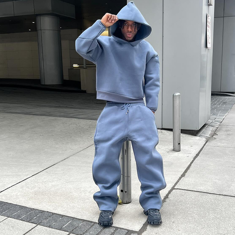 Winter Clothing Website - Men's Hoodie Set Solid Color Simple