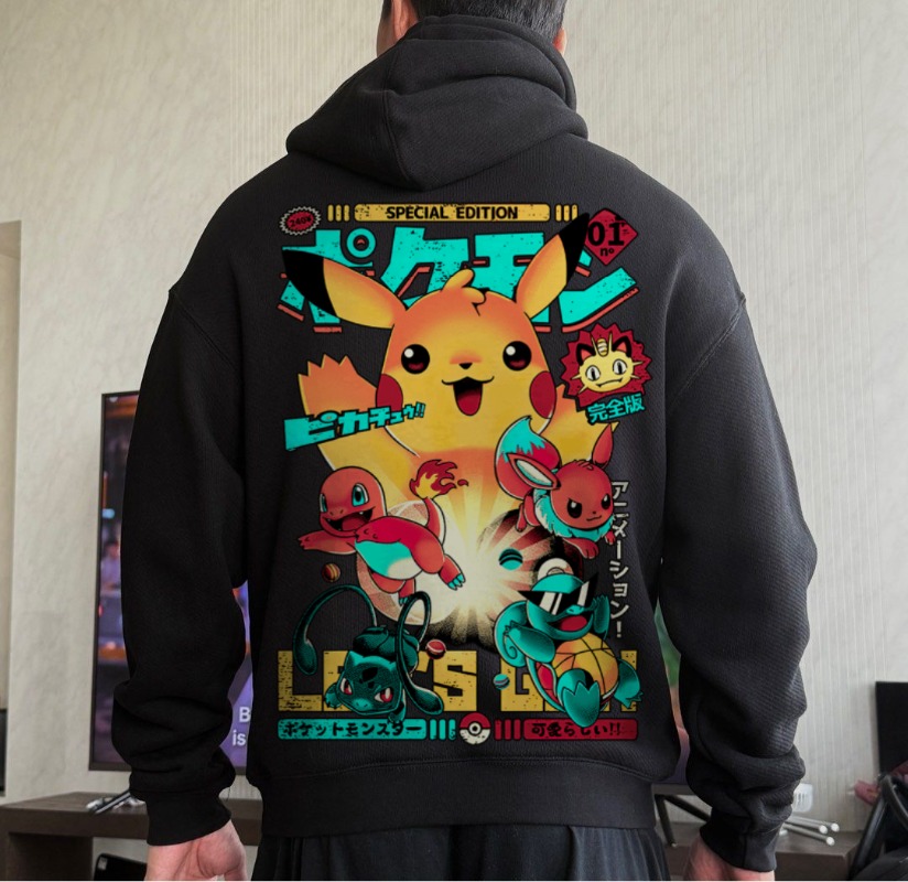 Black Oversized 4xl Pok É Mon  - Winter Clothing Japan recension och pris