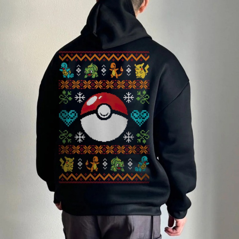 Black Oversized 4xl Pok É Mon  - Winter Clothing Japan recension och pris