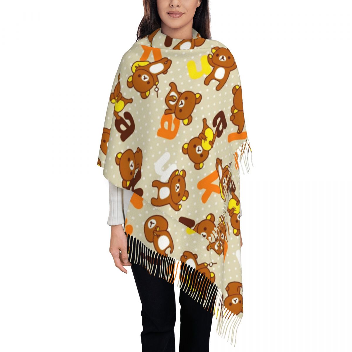 Womens Tassel Scarf Rilakkumas - Cashmere Scarf Wrap recension och pris