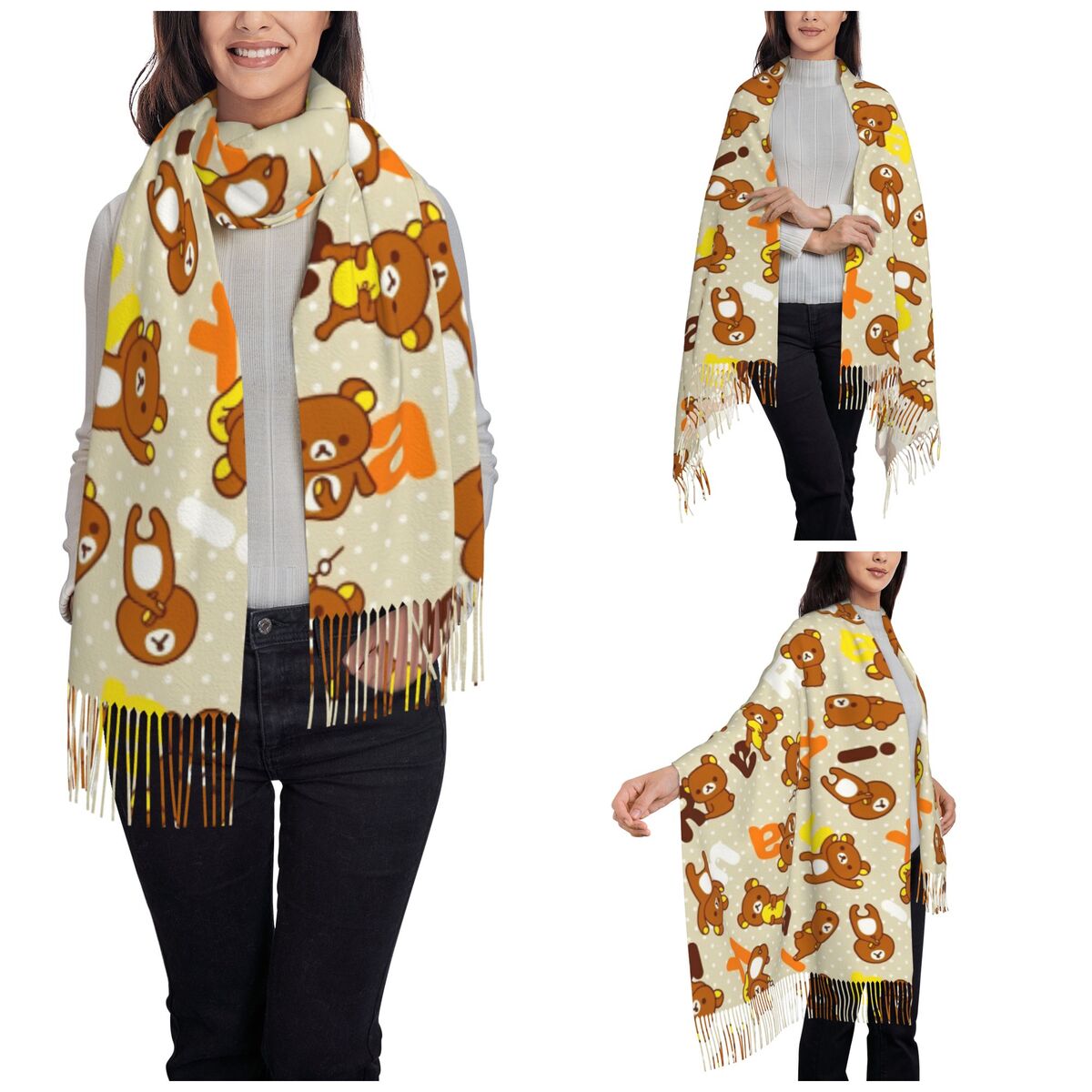Womens Tassel Scarf Rilakkumas - Cashmere Scarf Wrap recension och pris