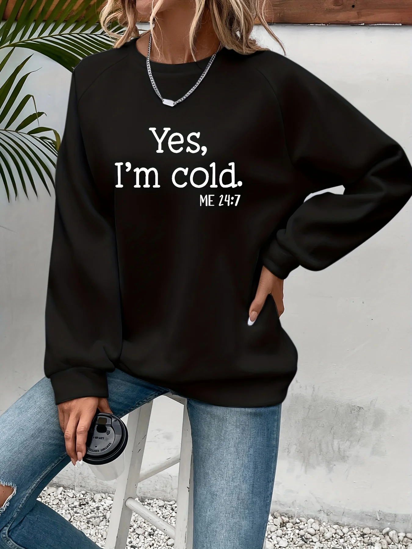 Yes I'm Cold Letter Printed Sw - Winter Clothing Trends For Women recension och pris