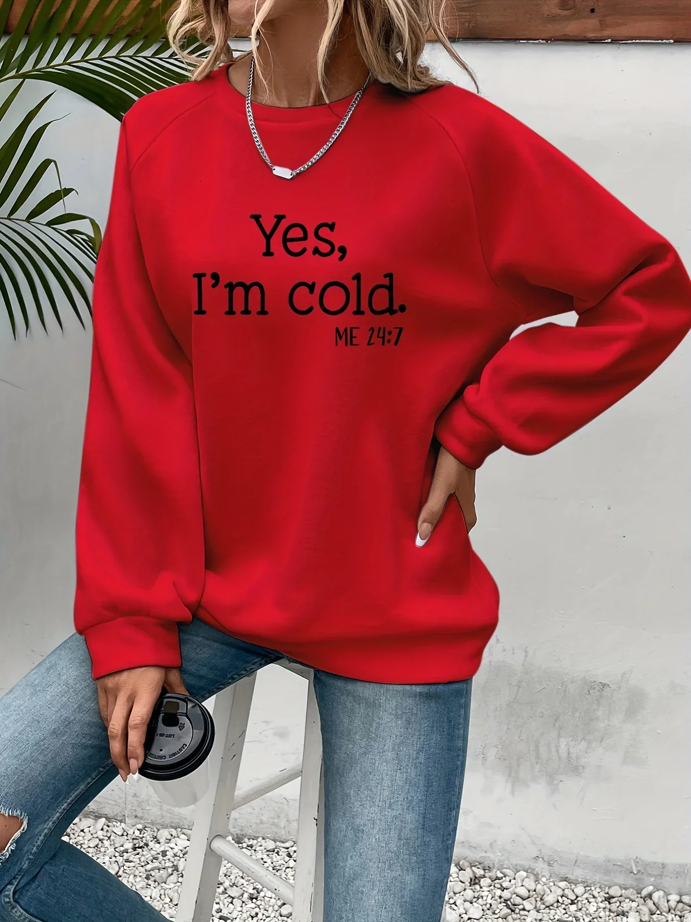 Yes I'm Cold Letter Printed Sw - Winter Clothing Trends For Women recension och pris