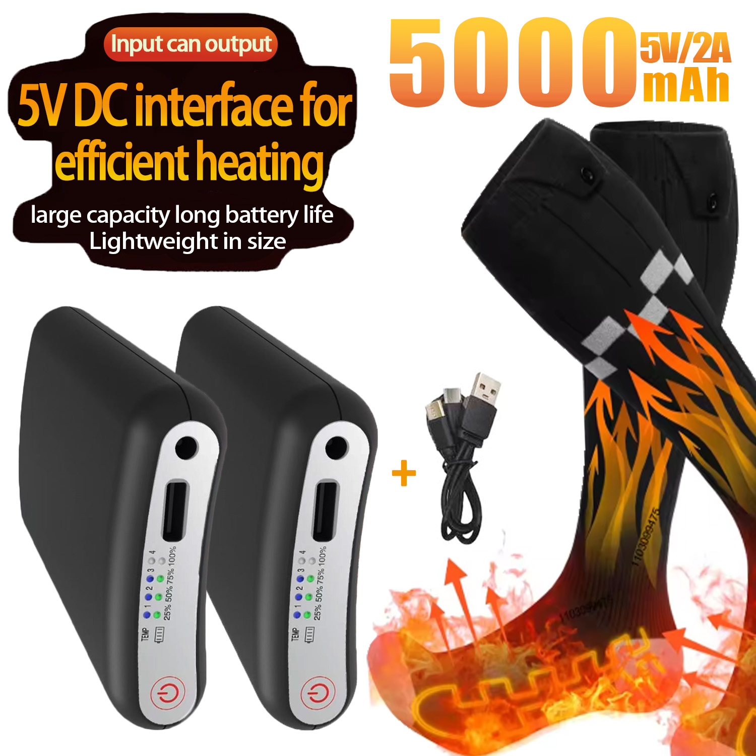 Durable 5000mAh 5V Battery APP - Heated Insole Rechargeable recension och pris